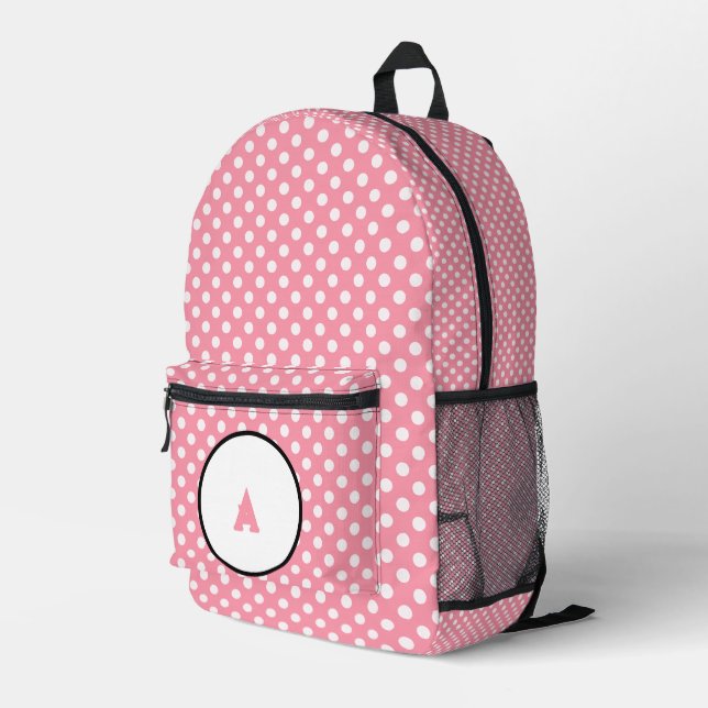 Sac À Dos Imprimé Filles pois roses (Coin arrière droit)