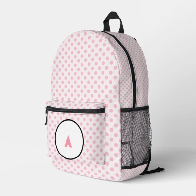 Sac À Dos Imprimé Filles pois roses (Coin arrière droit)
