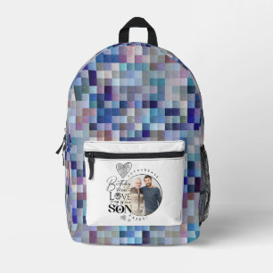 Sac À Dos Imprimé Fils moderne , anniversaire de petit-fils Typograp