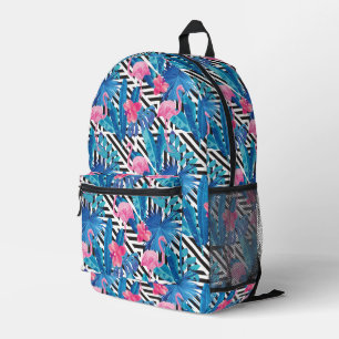 Sac À Dos Imprimé Flamingo & Palms on Geometric Pattern