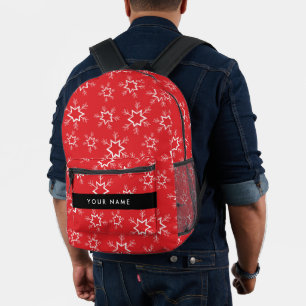 Sac À Dos Imprimé Flammes de neige rouges et blanches, Votre nom, Pe