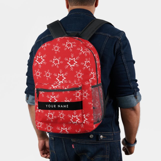 Sac À Dos Imprimé Flammes de neige rouges et blanches, Votre nom, Pe (Insitu (Modèle))