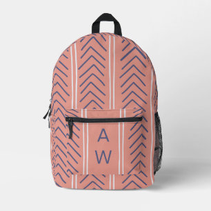 Sac À Dos Imprimé Flèches géométriques rose pâle Monogramme Initiale