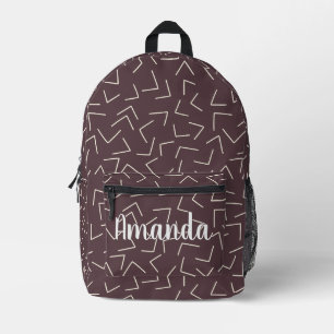 Sac À Dos Imprimé Flèches géométriques rouges foncées Nom du monogra