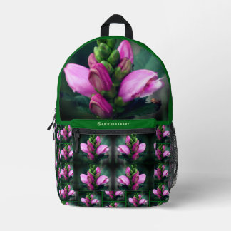Sac À Dos Imprimé Fleur à tête de torchon rose personnalisée