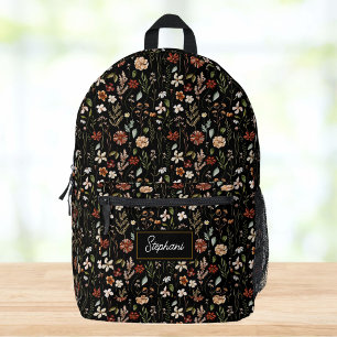 Sac À Dos Imprimé Fleur botanique de fleur sauvage à aquarelle monog