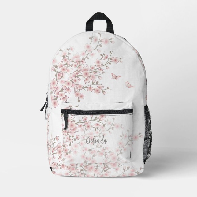 Sac À Dos Imprimé Fleur de cerisier rose tendre  (Recto)