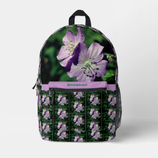 Sac À Dos Imprimé Fleur de géranium violet personnalisée