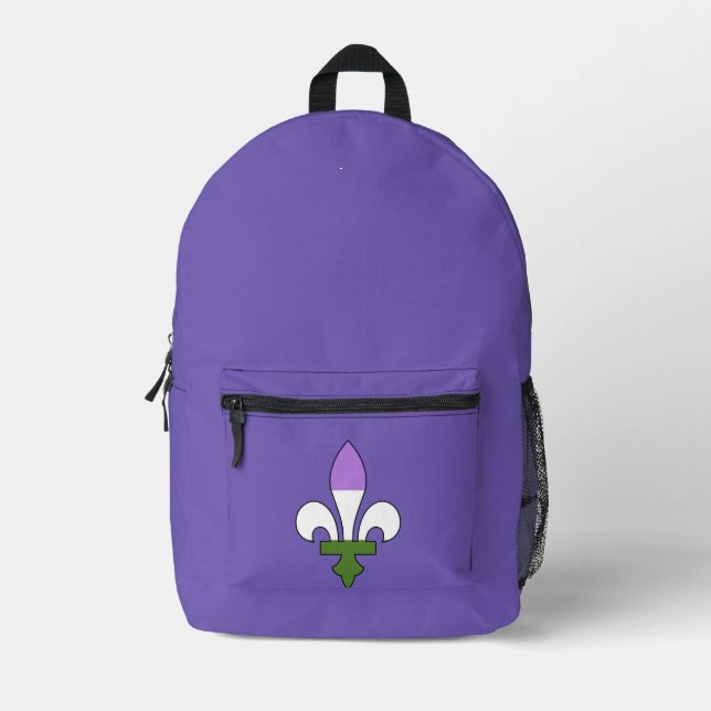 Sac À Dos Imprimé Fleur-de-lis de fierté genderqueer  (Recto)