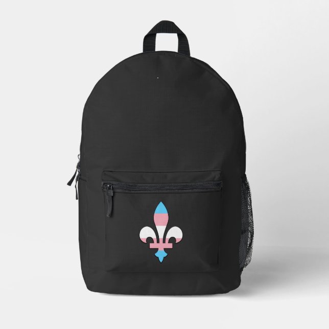 Sac À Dos Imprimé Fleur-de-lis de fierté transgenre  (Recto)