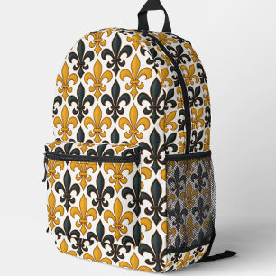 Sac À Dos Imprimé Fleur de lis Motif de couleur noire jaune