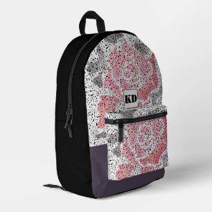 Sac À Dos Imprimé Fleur de mosaïque Abstraite rose rose blanc gris f