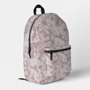 Sac À Dos Imprimé Fleur de Pâquerette Velouté Rose Poussiéreuse