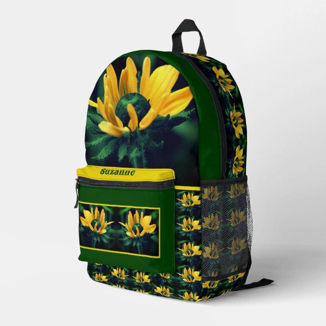 Sac À Dos Imprimé Fleur marguerite Abstraite personnalisée (Coin arrière droit)