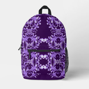 Sac À Dos Imprimé Fleur océanique : Harmonie violette / Art élégant