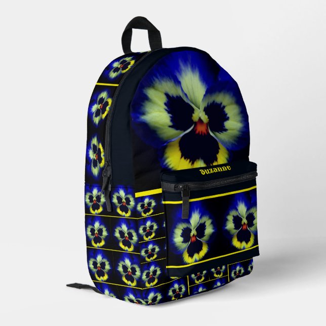Sac À Dos Imprimé Fleur Pansy Bleu Personnalisé (Coin arrière gauche)