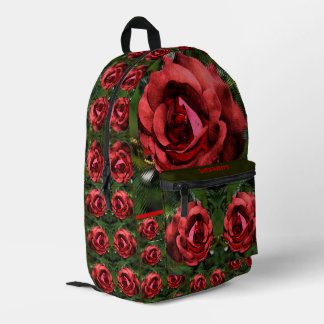 Sac À Dos Imprimé Fleur Rose Rouge En Fleur Abstrait Personnalisé