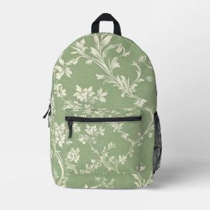 Sac À Dos Imprimé Fleur sauvage vert Sage Boho Élégant printemps flo