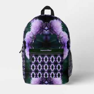 Sac À Dos Imprimé Fleur violet Allium Abstrait Personnalisé