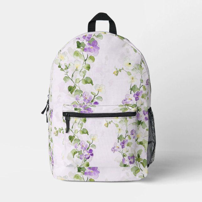 Sac À Dos Imprimé Fleur violet vert (Recto)