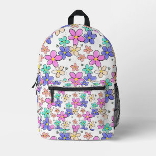 Sac À Dos Imprimé fleurs arc-en-ciel colorées lumineuses abeilles bo