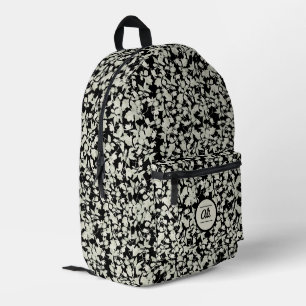Sac À Dos Imprimé Fleurs blanches arrière - plan noir