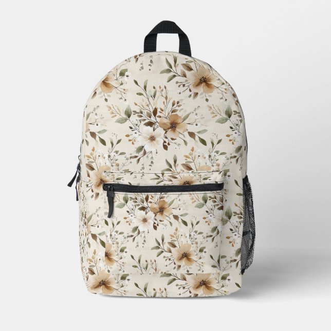 Sac À Dos Imprimé Fleurs blanches crème jolies (Recto)