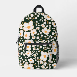 Sac À Dos Imprimé Fleurs blanches et Arrière - plan vert Centre Jaun