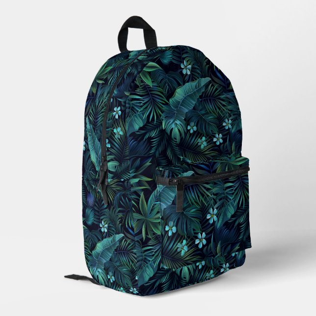 Sac À Dos Imprimé Fleurs bleues Feuilles tropicales (Coin arrière gauche)