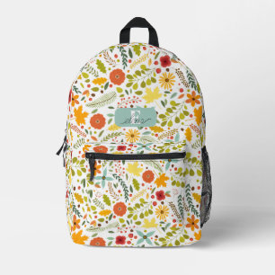 Sac À Dos Imprimé Fleurs de l'automne Feuilles sauvages personnalisé