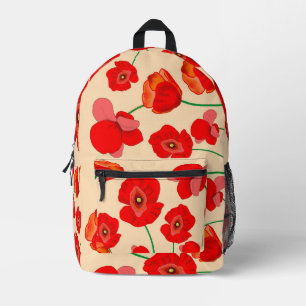 Sac À Dos Imprimé Fleurs de pavot rouge sur l'illustration Arrière -