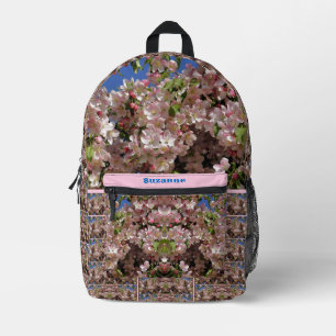 Sac À Dos Imprimé Fleurs de pomme rose de printemps personnalisées