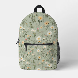 Sac À Dos Imprimé Fleurs de prairie sur vert