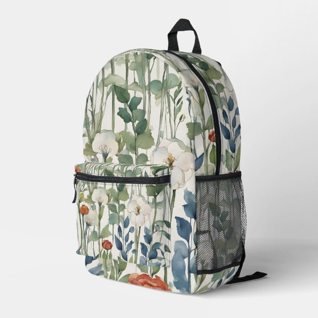 Sac À Dos Imprimé Fleurs de printemps  Art aquarelle (Coin arrière droit)