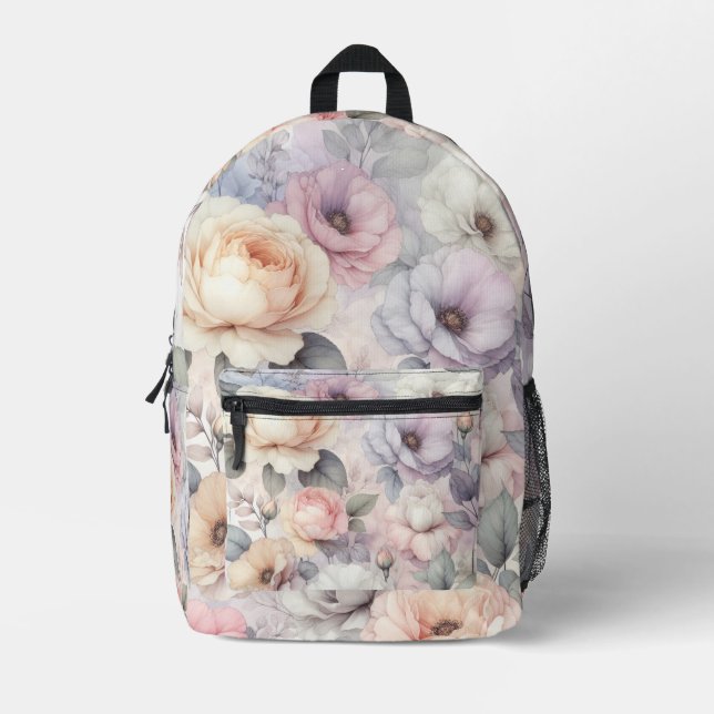 Sac À Dos Imprimé Fleurs de rose élégantes (Recto)