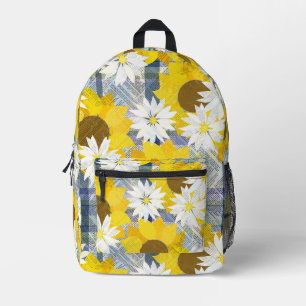 Sac À Dos Imprimé Fleurs de soleil, marguerites et résumés de livres