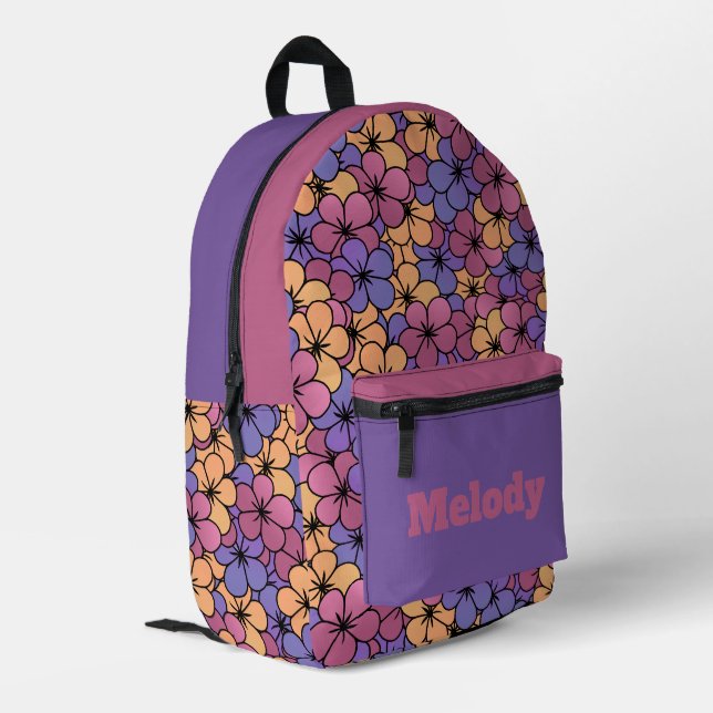 Sac À Dos Imprimé Fleurs de style rétro (Coin arrière gauche)