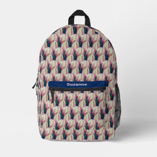 Sac À Dos Imprimé Fleurs de tulipes roses personnalisées