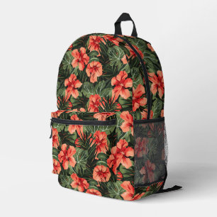 Sac À Dos Imprimé Fleurs d'Hibiscus Rouge