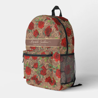 Sac À Dos Imprimé Fleurs d'or de luxe élégant classique Taupe person