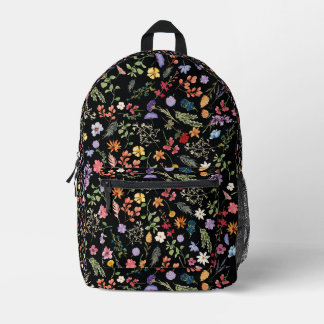 Sac À Dos Imprimé Fleurs imaginaire et noir