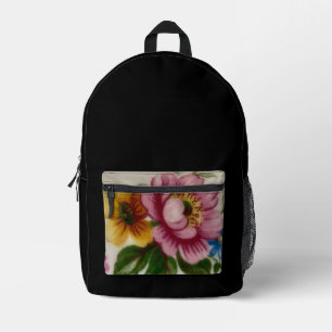 Sac À Dos Imprimé Fleurs Inspirées de la Porcelaine