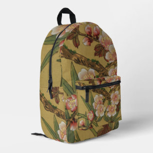 Sac À Dos Imprimé Fleurs Japonaises Asiatiques Fleur de Cerisier Vin