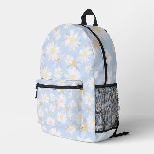 Sac À Dos Imprimé Fleurs marguerites Bleues Classiques (Coin arrière droit)