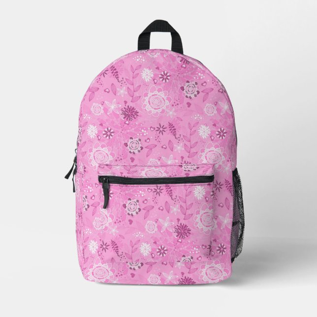 Sac À Dos Imprimé Fleurs modernes roses mignonnes motif (Recto)