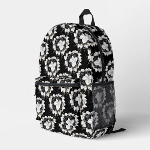 Sac À Dos Imprimé Fleurs noires et blanches