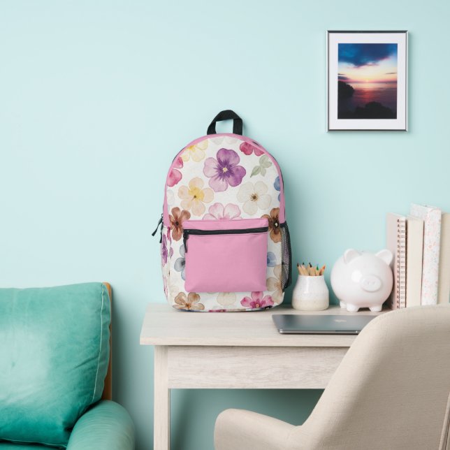 Sac À Dos Imprimé Fleurs pastel à l'aquarelle  (Insitu)