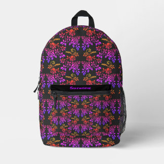 Sac À Dos Imprimé Fleurs Rose tendues Motif personnalisé