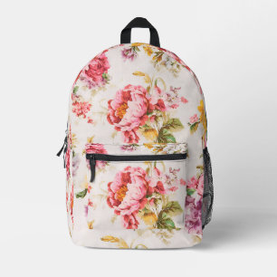 Sac À Dos Imprimé Fleurs roses et jaunes exquises. Shabby Chic