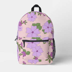 Sac À Dos Imprimé Fleurs Violettes, Modèle Floral, Motif De Fleurs
